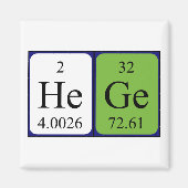 Hege - aimant de nom de table périodique (Devant)