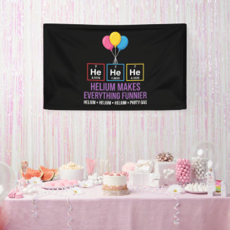 HeHeHe Helium Periodiek Systeem Verjaardagsfeest Spandoek
