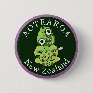 Hei Tiki New Zealand badge Ronde Button 5,7 Cm