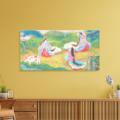 Heian Elysium: Ladies in a Spring Meadow Canvas Afdruk (Insitu (Woonkamer))