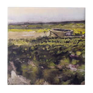 Heide met kruiwagen door Vincent van Gogh Tegeltje