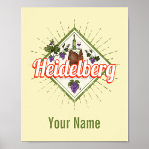 Heidelberg am Neckar Germany Retro Wine  Poster