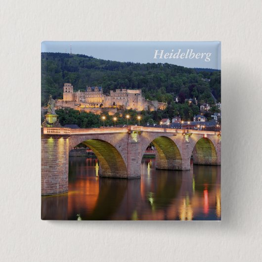 Heidelberg-avond Vierkante Button 5,1 Cm (Voorkant)