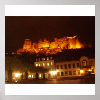 Heidelberg Castle bij nacht Poster