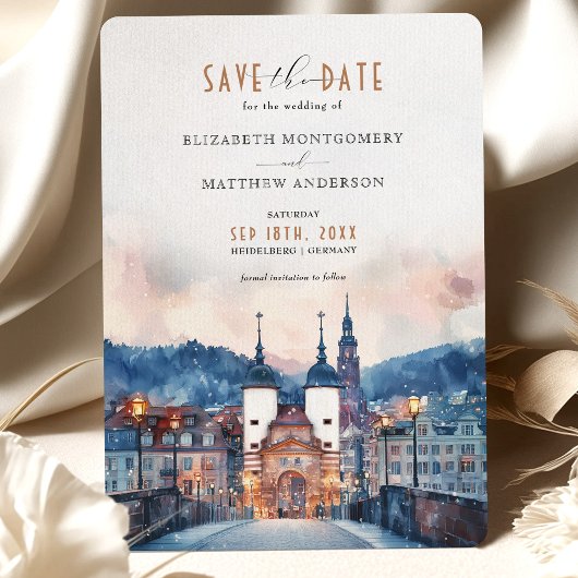 Heidelberg Duitsland Save the Date Wedding Kaart