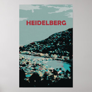 Heidelberg en Neckar rivier Duitsland Romantische  Poster