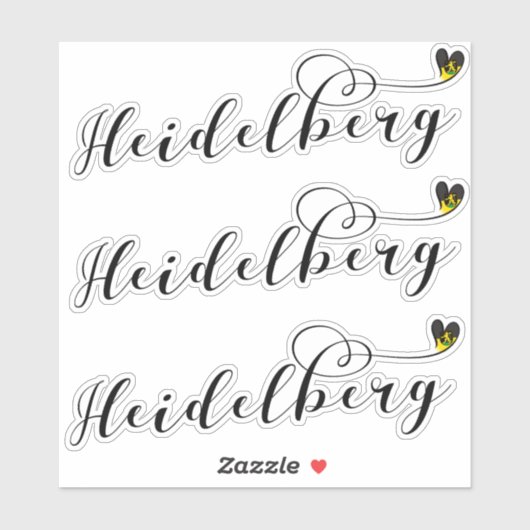 Heidelberg Flag Heart, Duitsland Sticker (Vel)