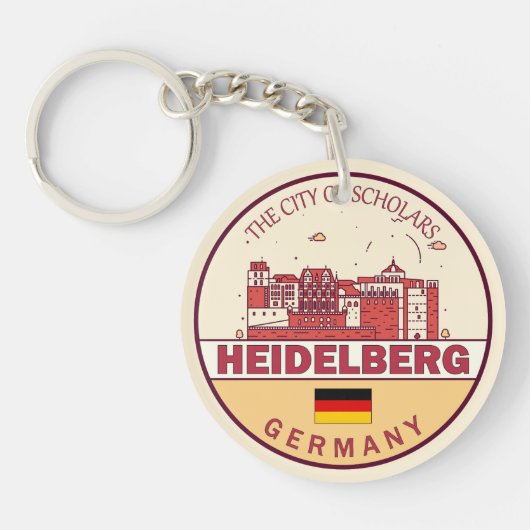Heidelberg Germany City Skyline Emblem Sleutelhanger (Voorkant)