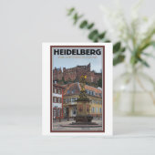Heidelberg - Statue en Castle Briefkaart (Staand voorkant)