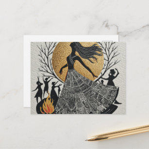 Heidense Dansende Vrouwen Gouden Maan Briefkaart