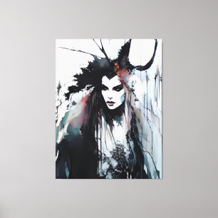heidense godin zwart inkt schilderij canvas afdruk