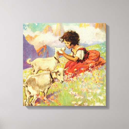 "Heidi and her Goats" van Jessie Willcox Smith Canvas Afdruk (Voorkant)