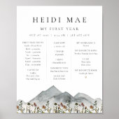 HeIDI Boho Mountain Flower First Year Mijlsteen Poster (Voorkant)