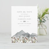HEIDI Boho Mountain Wildflower Foto Save the Date Kaart (Staand voorkant)