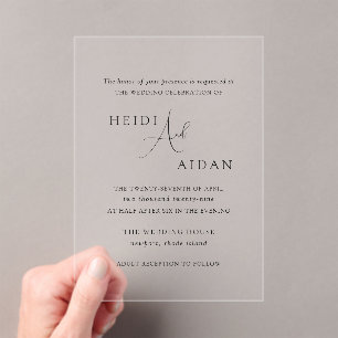 Heidi Hedendaags Script Modern Elegant Wedding Acryl Uitnodigingen
