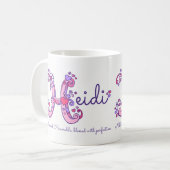 Heidi-naam betekent hartbloem H-monogram mok (Voorkant links)