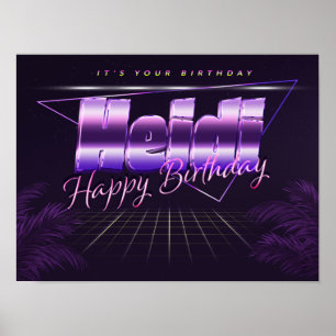 Heidi Nom Vorname lila retro Poster Geburtstag