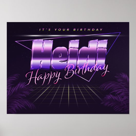Heidi Nom Vorname lila retro Poster Geburtstag (Devant)