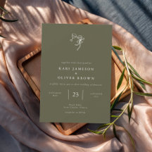 HEIDI Olive Green Wedding Uitnodiging