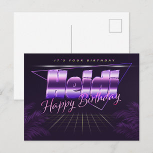 Heidi prénom carte postale violette anniversaire