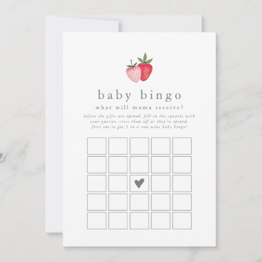 HEIDI Strawberry Baby Bingo Baby shower spel Kaart (Voorkant)