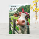 Heifer Koe Verjaardag Humor Kaart (Gele Bloem)