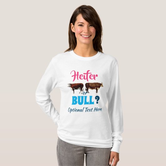 Heifer of Bull Boerderij Style Gender onthullen T-shirt (Voorkant volledig)