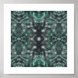 Heights Abstract Dark Green Black Watercolor Art Poster