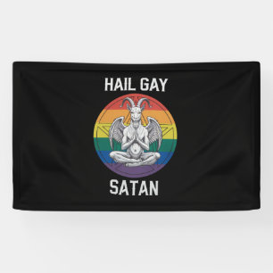 Heil Homoseksuele Satan Grappige Gothische Gotisch Spandoek