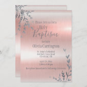 Heilig Baptisme Roze Metallic Script Christening Kaart (Voorkant / Achterkant)