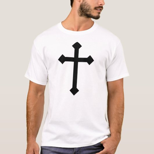 Heilig Christelijk Zwart Antiek Kruis T-Shirt (Voorkant)