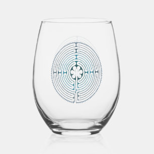Heilig Geometriesymbool - Chartres Labyrint 1 Wijnglas Zonder Voet