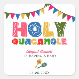 Heilig Guacamole Fiesta Baby shower Cute Colorful Vierkante Sticker
