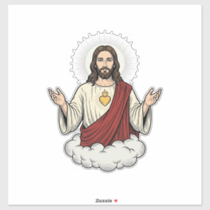 Heilig Hart Devotioneel Vintage Gravure Ontwerp_1 Sticker