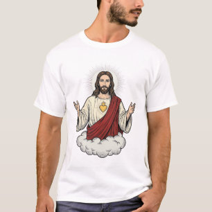 Heilig Hart Devotioneel Vintage Gravure Ontwerp_1 T-shirt