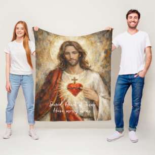Heilig Hart Jezus Artistieke Impasto Schildering R Fleece Deken
