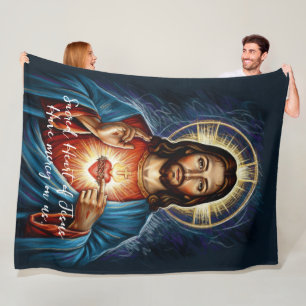 Heilig Hart Jezus Artistieke Krijttekening Plaquet Fleece Deken