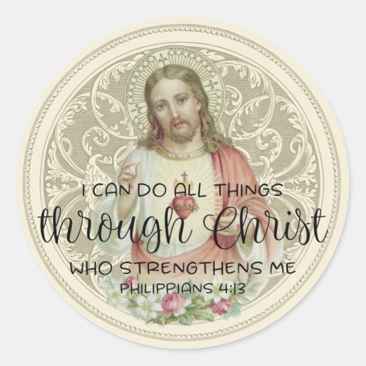 Heilig Hart Jezus  Katholiek Ronde Sticker (Voorkant)