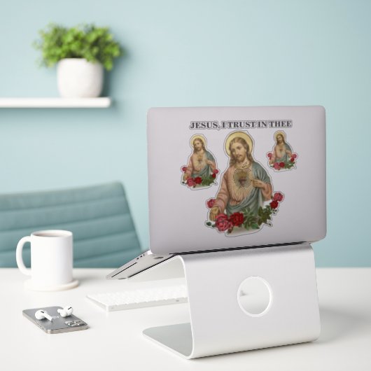 Heilig Hart Jezus Religieus Goddelijk Genade Vertr Sticker (Laptop op bureau)