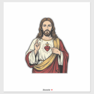 Heilig Hart Jezus Vintage Gravure Vector Kunst_1 Sticker