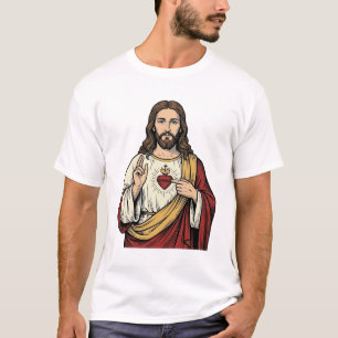 Heilig Hart Jezus Vintage Gravure Vector Kunst_1 T-shirt