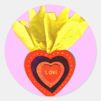Heilig Hart met Roze Ronde Sticker