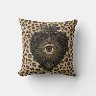 Heilig Hart op Luipaard Achtergrond Kussen
