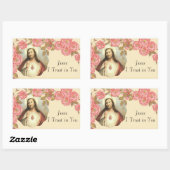 Heilig Hart van Jezus Bloemengrens Rechthoekige Sticker (Vel)