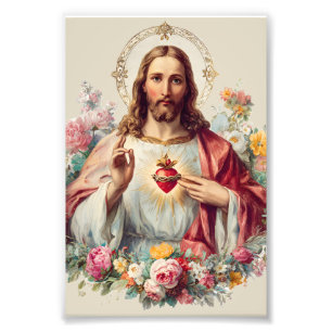 Heilig Hart van Jezus Christelijk Traditioneel Kat Foto Afdruk
