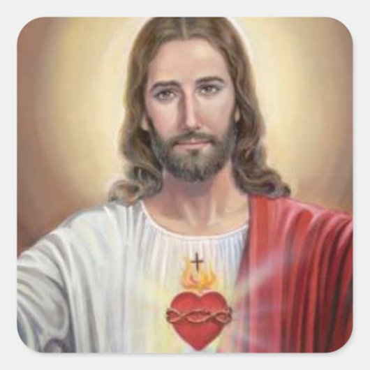 Heilig Hart van Jezus Christus Envelop Briefpapier Vierkante Sticker (Voorkant)