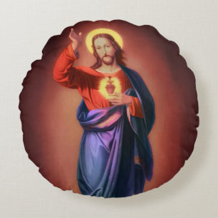 Heilig hart van Jezus Christus Rond Kussen