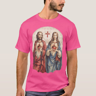 Heilig hart van Jezus en immaculair hart van Mary T-shirt