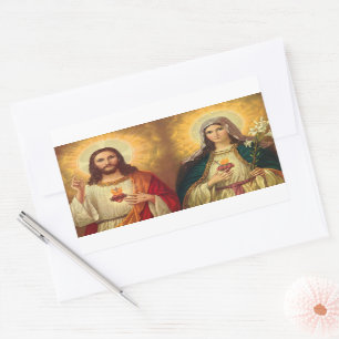 Heilig hart van Jezus en Maagd Mary Rechthoekige Sticker