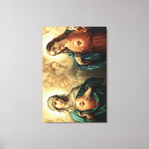 Heilig hart van Jezus en Mary Canvas Afdruk